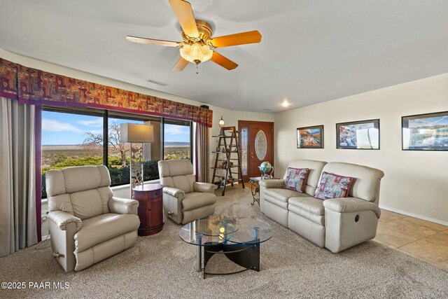 2751 Boone Ct, Prescott, AZ 86305 - living area featuring ceiling fan, baseboards, and carpet flooring