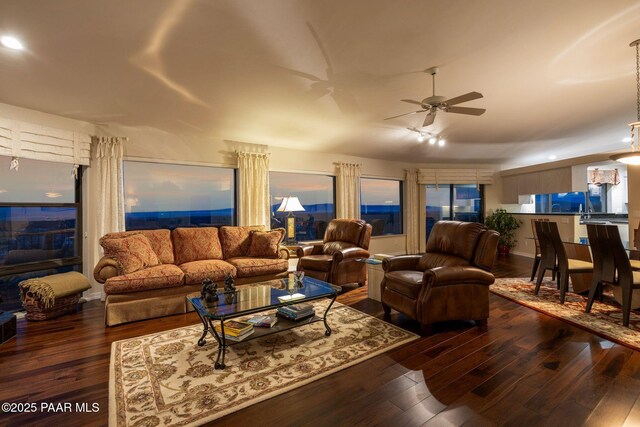 2751 Boone Ct, Prescott, AZ 86305 - living area featuring wood-type flooring, ceiling fan, and recessed lighting