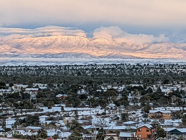2751 Boone Ct, Prescott, AZ 86305 - snowy aerial view featuring a mountain view and a residential view