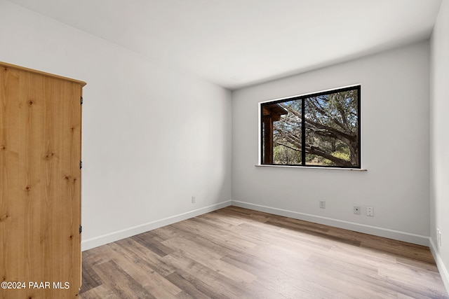 spare room featuring light wood-type flooring