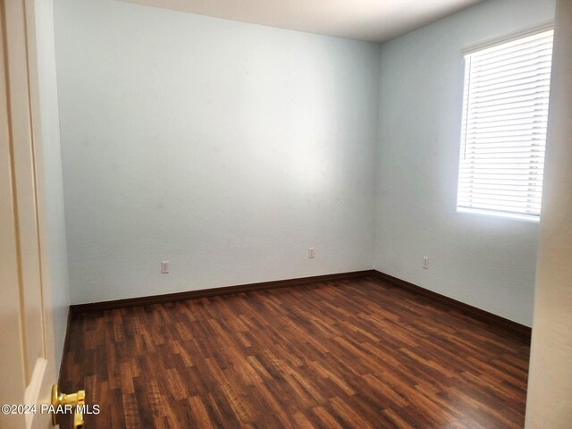 empty room with dark hardwood / wood-style flooring and a wealth of natural light