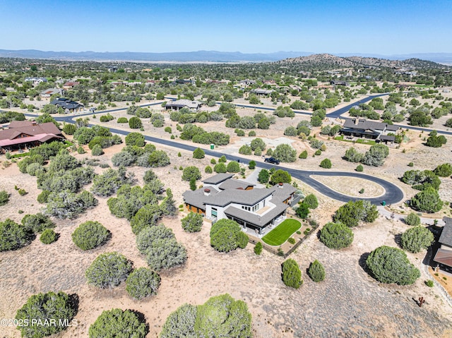 birds eye view of property featuring a mountain view