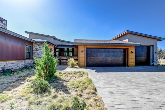 contemporary home with a garage