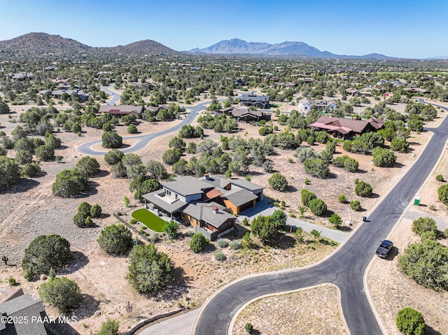 bird's eye view with a mountain view