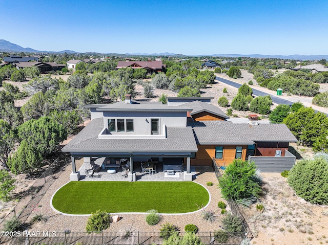 bird's eye view with a mountain view