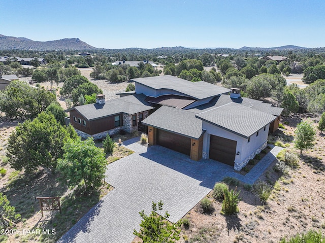 bird's eye view with a mountain view