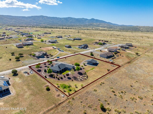 9150 N Whitney Way, Prescott Valley, AZ 86315 - aerial overview of property's location with property parcel outlined and mountains