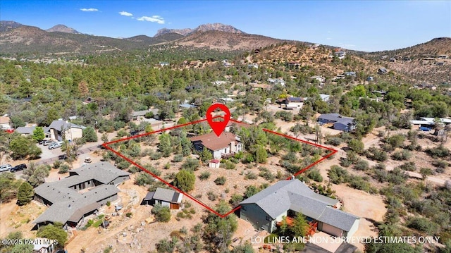 2403 Country Park Dr, Prescott, AZ 86305 - aerial view of property's location featuring mountains and property parcel outlined