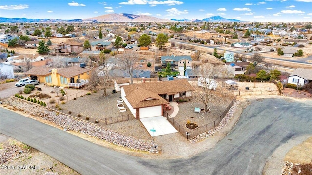 aerial view with a residential view and a mountain view