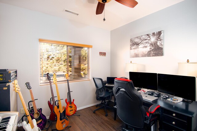 5882 N Gallery Ln, Prescott Valley, AZ 86314 - office area featuring dark wood-type flooring and ceiling fan