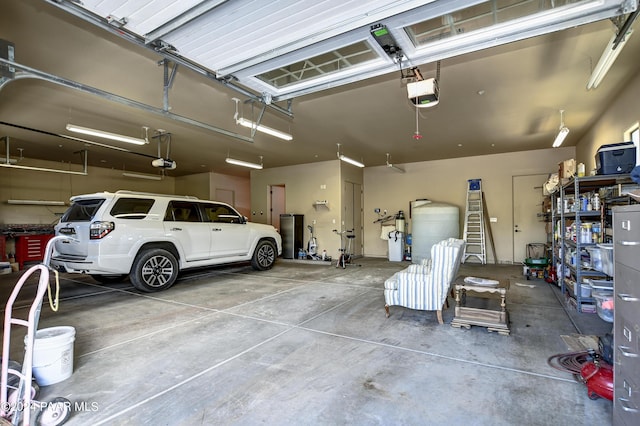 garage with a garage door opener