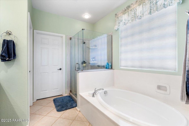 1915 N Bittersweet Way, Prescott Valley, AZ 86314 - bathroom with a garden tub, a stall shower, and tile patterned floors