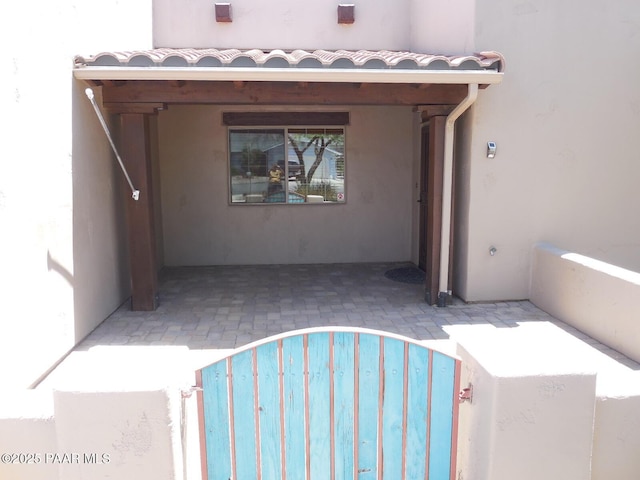 3575 N Meadowlark Dr, Prescott Valley, AZ 86314 - doorway to property featuring stucco siding and a patio area