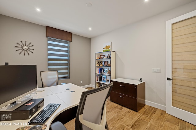 office featuring light wood-type flooring