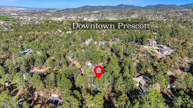 bird's eye view with a mountain view