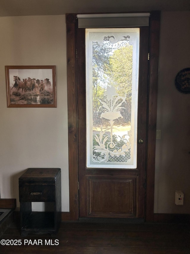 doorway to outside featuring dark hardwood / wood-style flooring