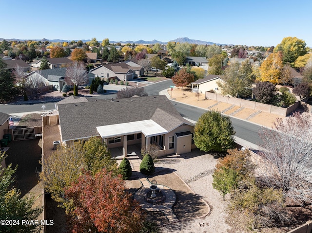 aerial view with a mountain view