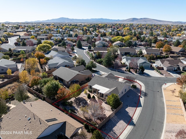 aerial view with a mountain view