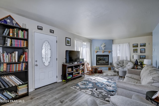 living room with light wood-type flooring