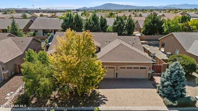 aerial view with a mountain view