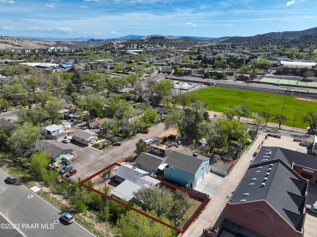 aerial view featuring a mountain view