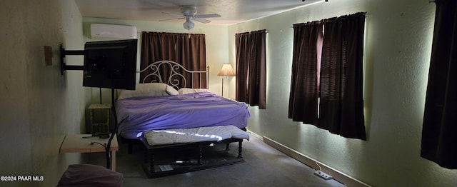 12995 E Main St, Dewey-Humboldt, AZ 86329 - bedroom with a wall mounted air conditioner, carpet, and ceiling fan