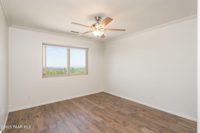 1703 Thunderbird Cir, Prescott, AZ 86303 - unfurnished room with wood finished floors, ceiling fan, crown molding, and baseboards