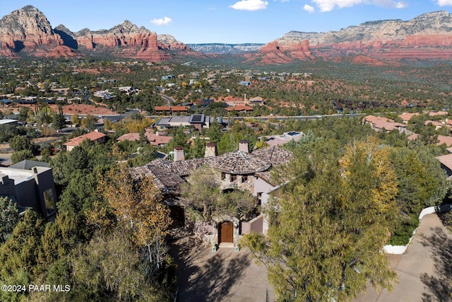 drone / aerial view with a mountain view