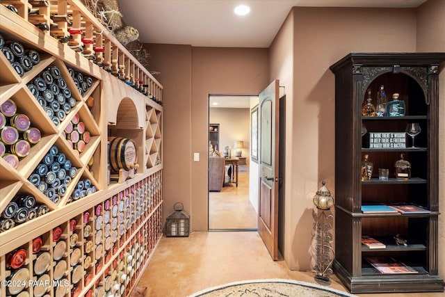 view of wine cellar