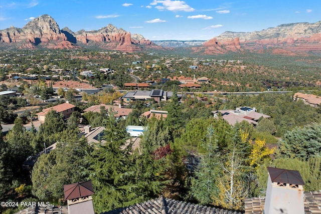 aerial view with a mountain view