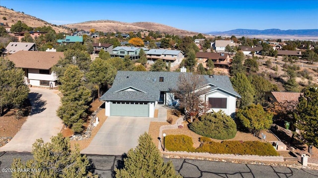 aerial view with a mountain view