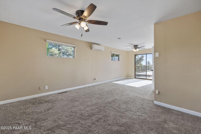 2615 W Red Tail Way, Prescott, AZ 86305 - empty room with a wall mounted AC, ceiling fan, carpet floors, and baseboards