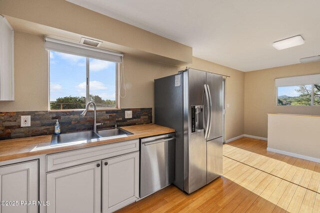 2615 W Red Tail Way, Prescott, AZ 86305 - kitchen with appliances with stainless steel finishes, a sink, tasteful backsplash, and wood counters