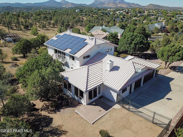 drone / aerial view with a mountain view