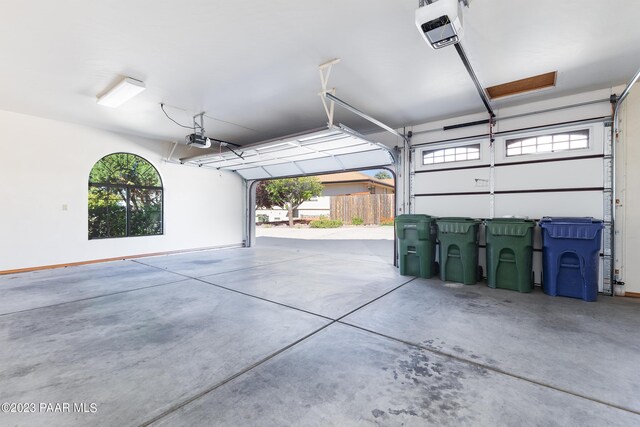 garage with a garage door opener