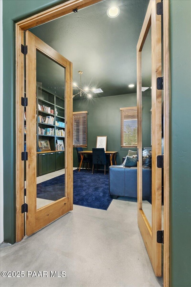 interior space with recessed lighting