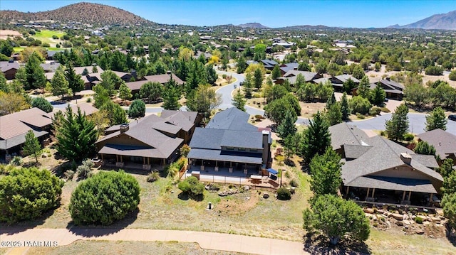 bird's eye view featuring a residential view and a mountain view