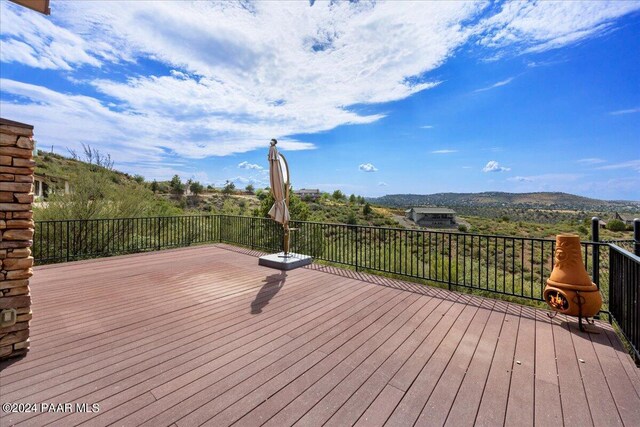 414 N Fitzmaurice Dr, Prescott, AZ 86303 - wooden terrace featuring a mountain view