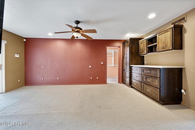 414 N Fitzmaurice Dr, Prescott, AZ 86303 - interior space with light colored carpet, recessed lighting, baseboards, visible vents, and a ceiling fan