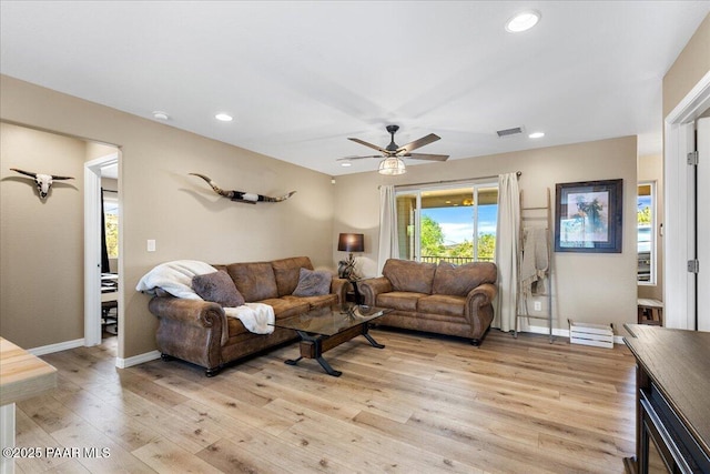 1720 N Topaz Rd, Prescott, AZ 86301 - living room with light wood-type flooring, a ceiling fan, recessed lighting, and baseboards
