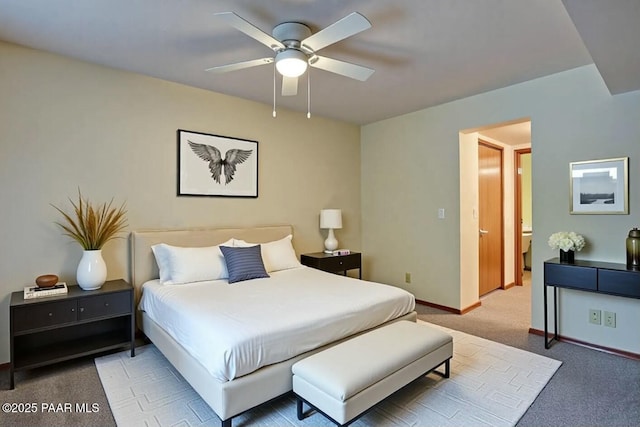 253 Creekside Cir Unit B, Prescott, AZ 86303 - bedroom with carpet, baseboards, and ceiling fan