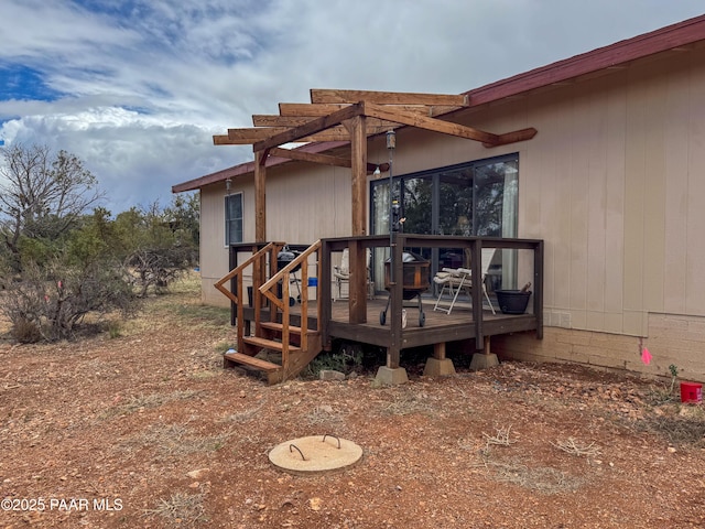 55409 Madre Cir, Seligman, AZ 86337 - rear view of property featuring a wooden deck