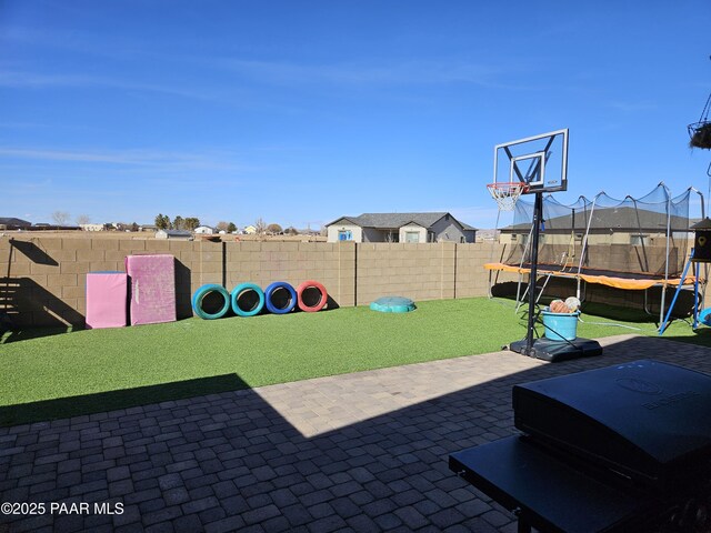 view of patio featuring a trampoline