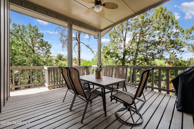 2008 Forest Hills Rd, Prescott, AZ 86303 - deck featuring ceiling fan and outdoor dining area