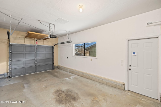 garage with a garage door opener