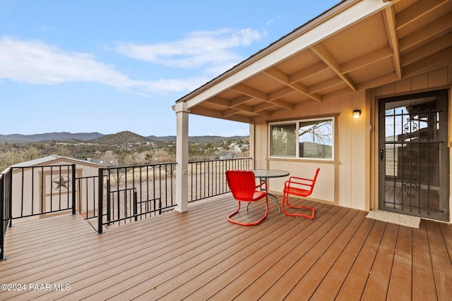 deck featuring a mountain view