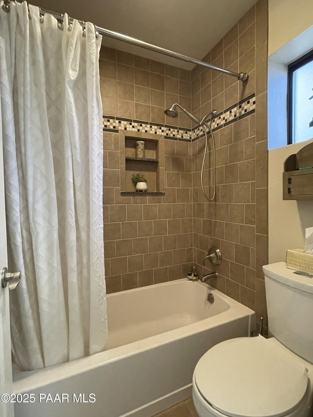 full bath with shower / bath combo and toilet