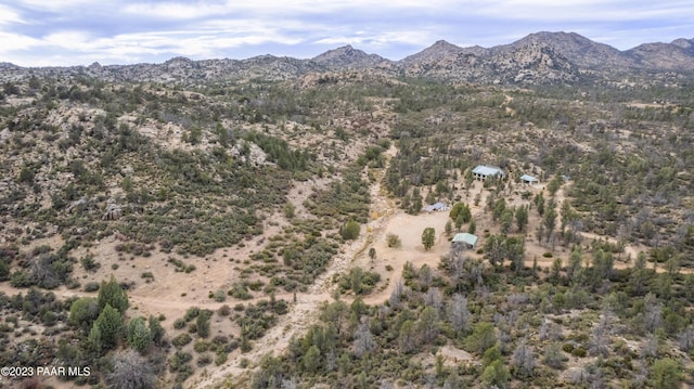 birds eye view of property with a mountain view