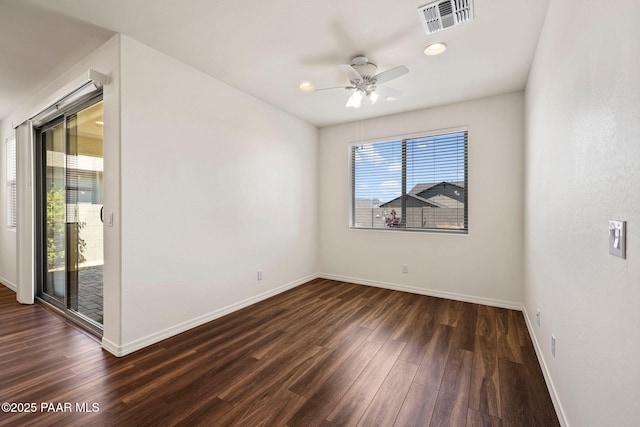 7912 Huckleberry Trl, Prescott Valley, AZ 86315 - spare room featuring wood finished floors, baseboards, a ceiling fan, and recessed lighting
