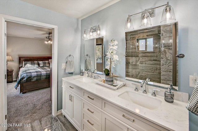 bathroom with vanity and ceiling fan